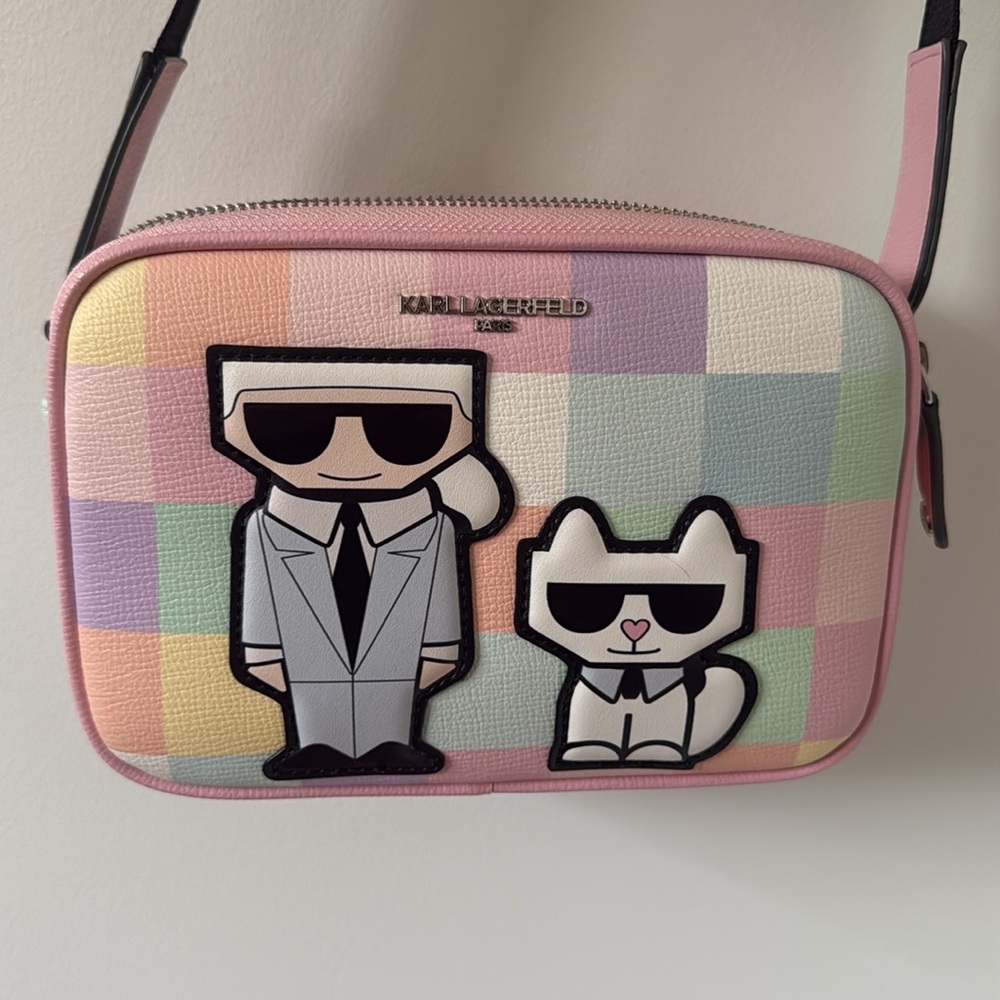 NWOT Karl Lagerfeld Blush Multi-Pastel Color Block Crossbody Bag with Coin Case